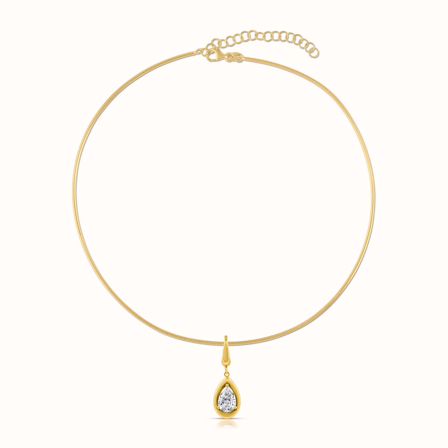 Solid Yellow Gold Omega Necklace 14-16 inch