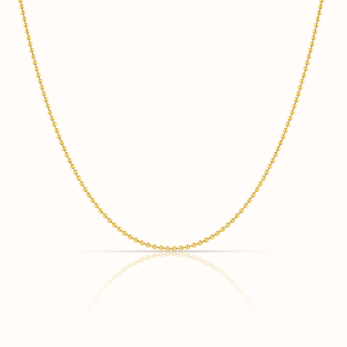 Solid Yellow Gold Beaded Necklace