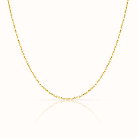 Solid Yellow Gold Beaded Necklace