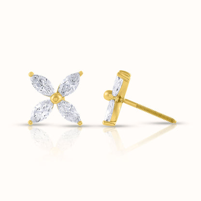 Marquise Cut Lab Grown Diamond Flower Earrings