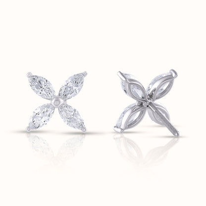 Marquise Cut Lab Grown Diamond Flower Earrings