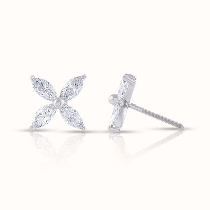 Marquise Cut Lab Grown Diamond Flower Earrings