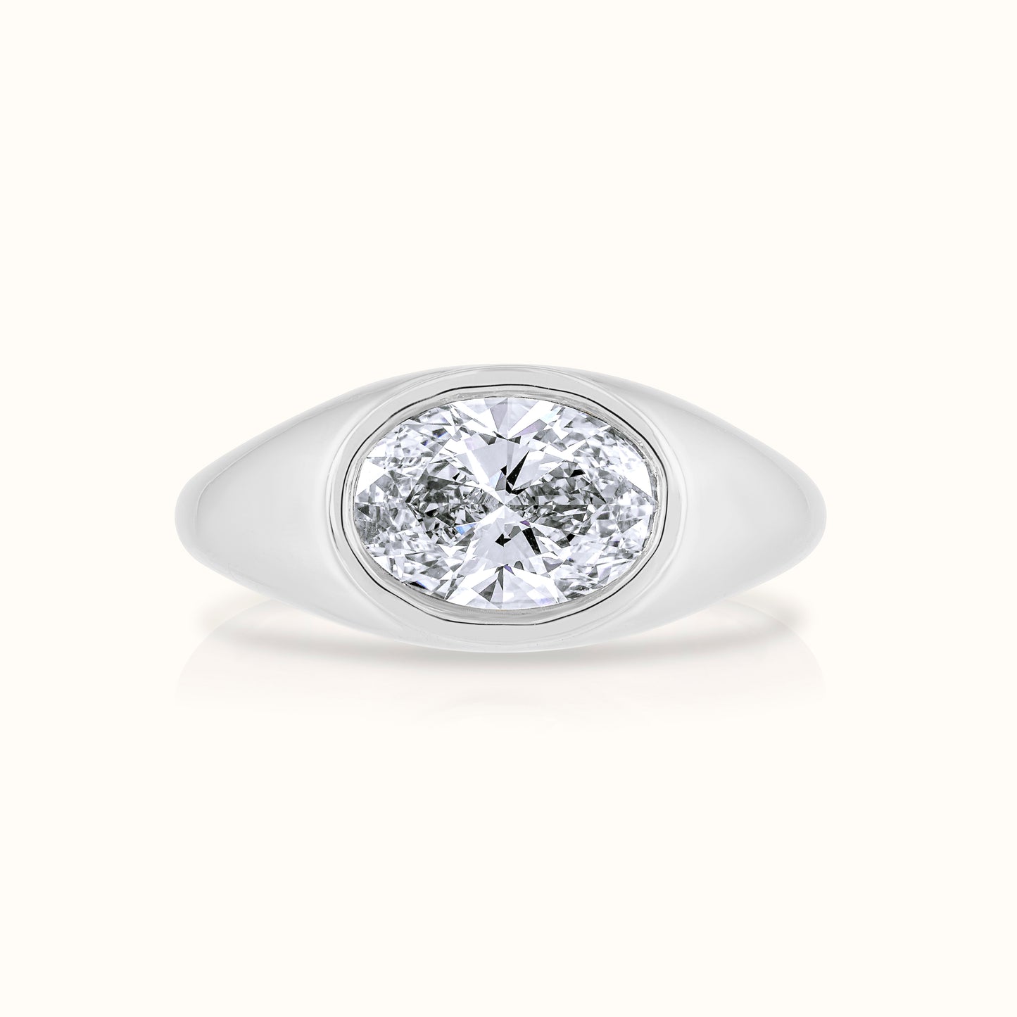 East West Lab Grown Diamond Oval Signet Ring