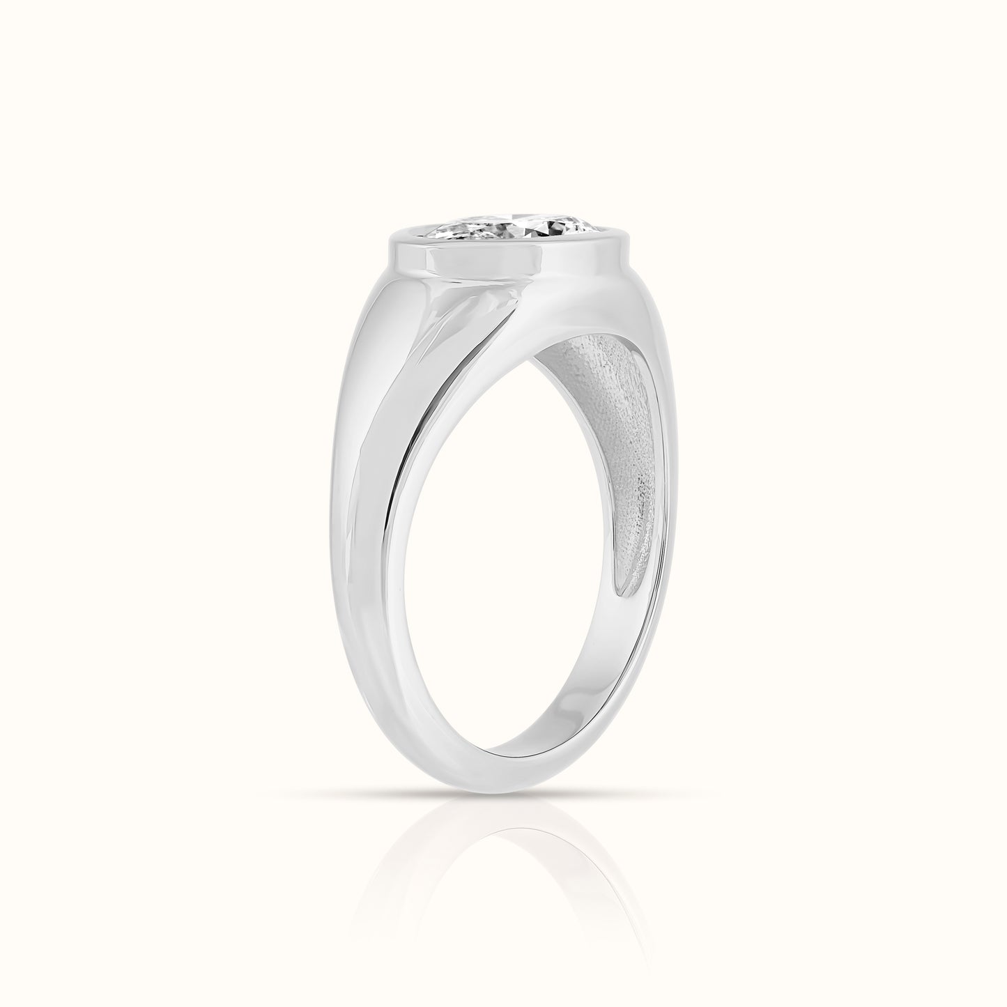 East West Lab Grown Diamond Oval Signet Ring