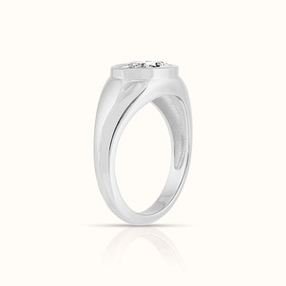 East West Lab Grown Diamond Oval Signet Ring