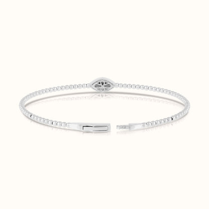 Lab Grown Diamond Evil Eye with Natural Sapphire Flexible Beaded Flower Bangle