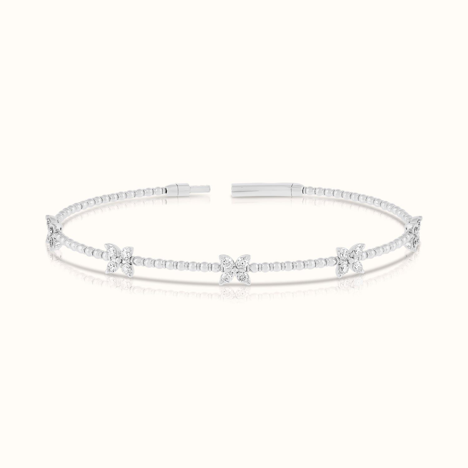 Lab Grown Diamond Flexible Beaded Butterfly Bangle - AVIR New York