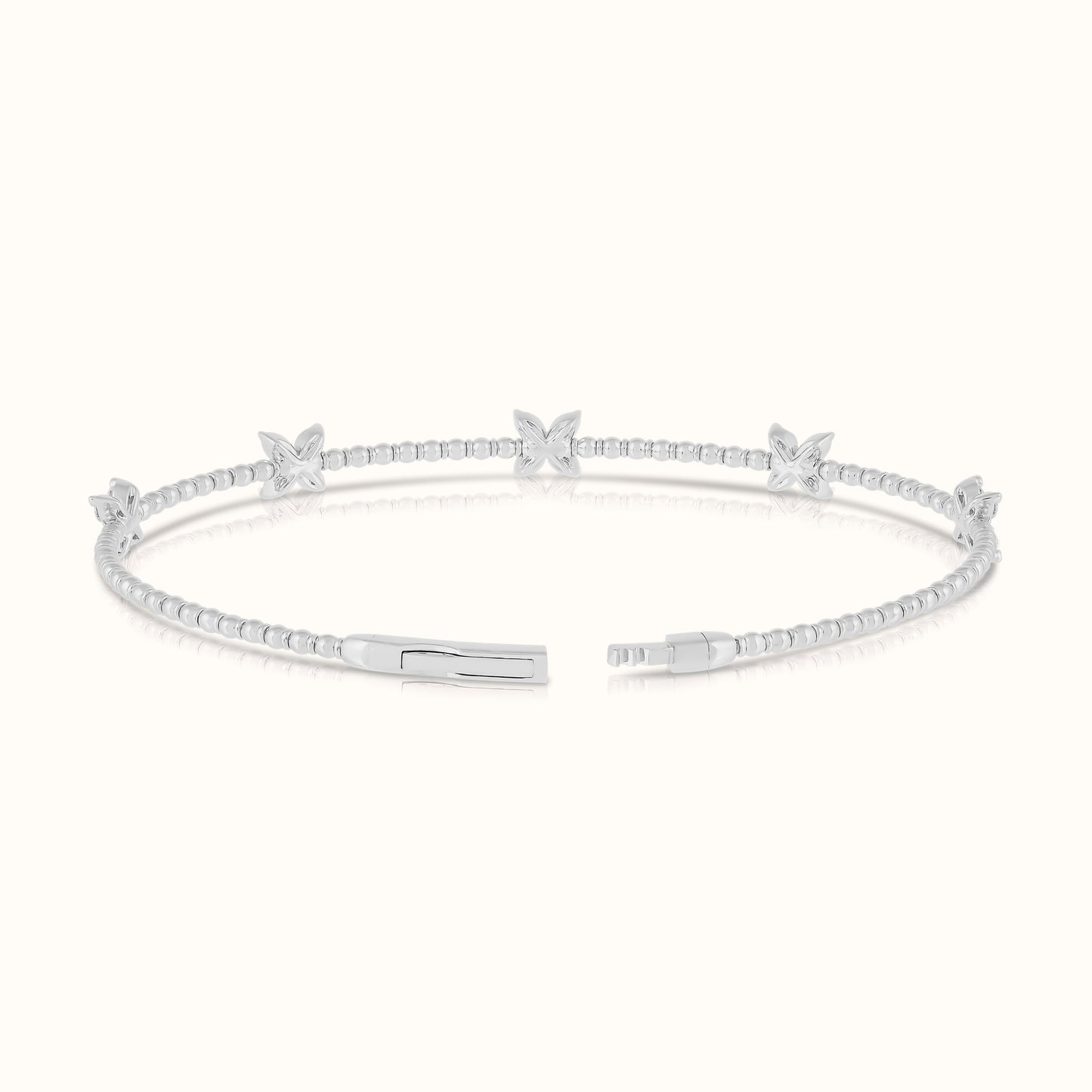 Lab Grown Diamond Flexible Beaded Butterfly Bangle