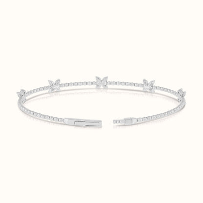 Lab Grown Diamond Flexible Beaded Butterfly Bangle