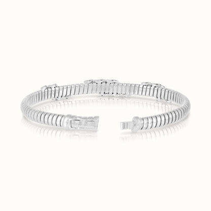 Fluted Flexible Bangle with Lab Grown Diamond Waves
