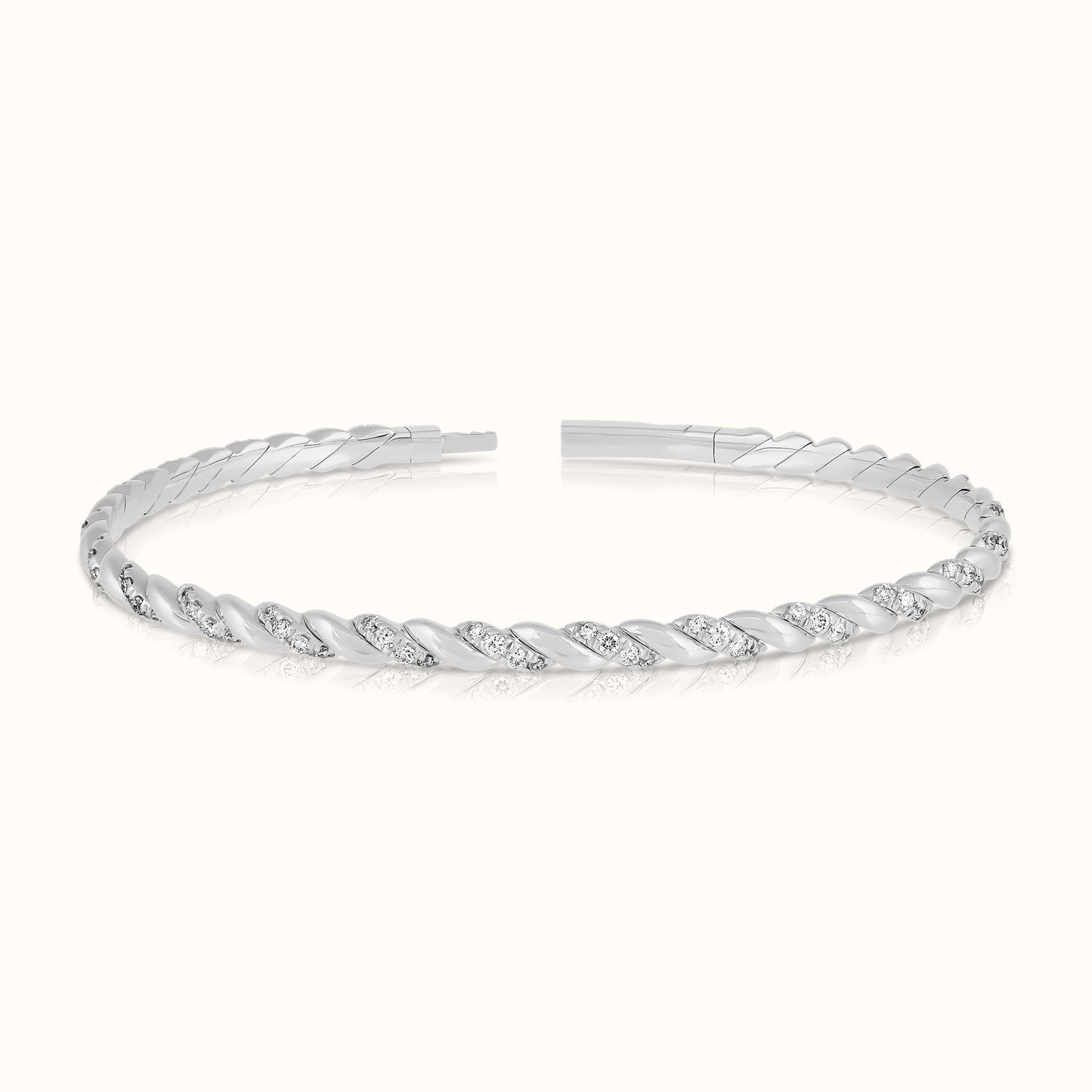 Twisted Rope Lab Grown Diamond Flexible Bangle