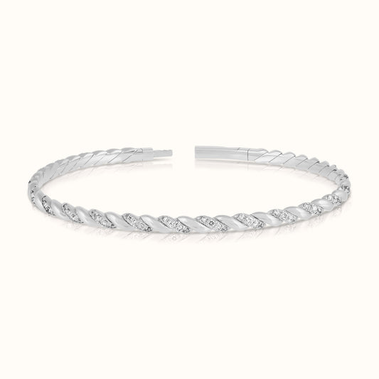 Twisted Rope Lab Grown Diamond Flexible Bangle