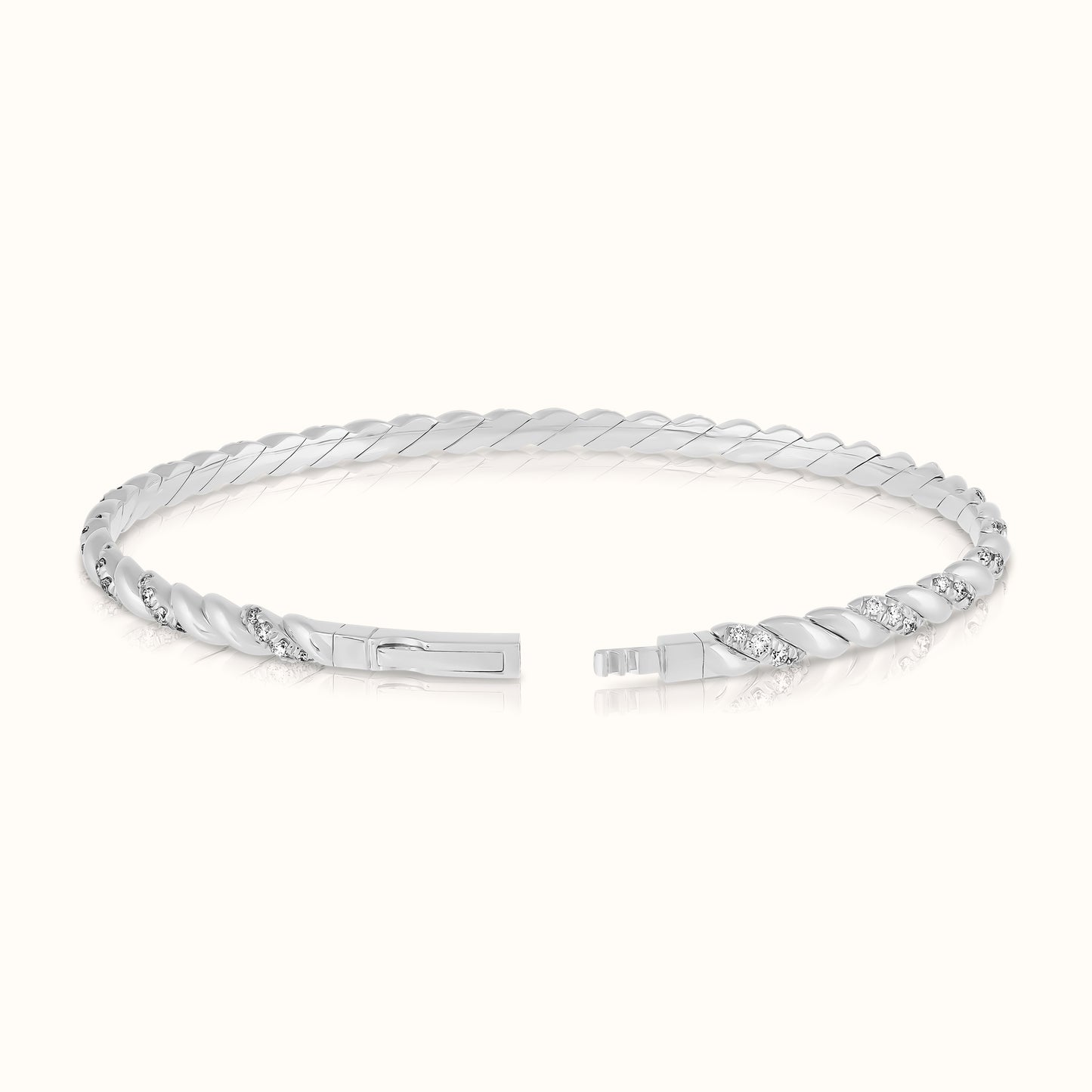 Twisted Rope Lab Grown Diamond Flexible Bangle
