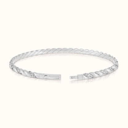 Twisted Rope Lab Grown Diamond Flexible Bangle