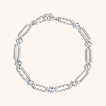Paperclip and Aquamarine Station Bracelet