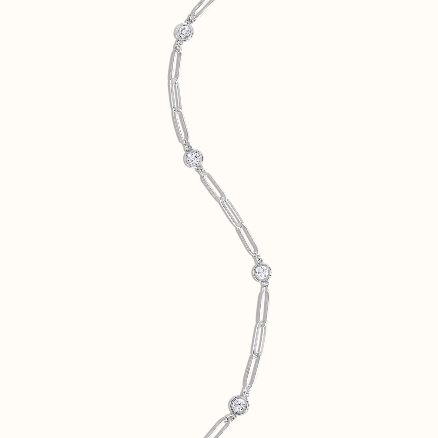 Paperclip and Lab Grown Diamond Bezel Bracelet