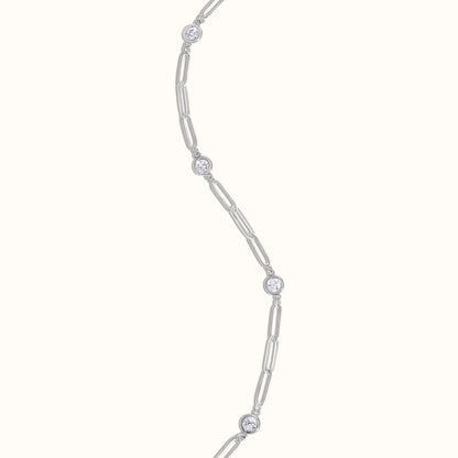 Paperclip and Lab Grown Diamond Bezel Bracelet