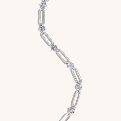 Paperclip and Aquamarine Station Bracelet
