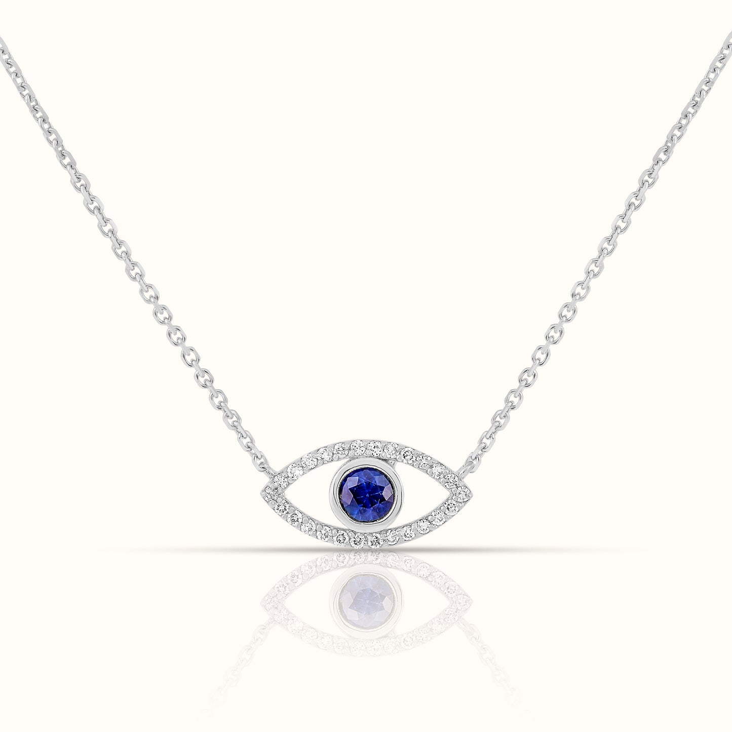 Blue Sapphire Evil Eye Pendant with Lab Grown Diamonds
