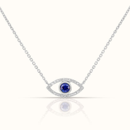 Blue Sapphire Evil Eye Pendant with Lab Grown Diamonds