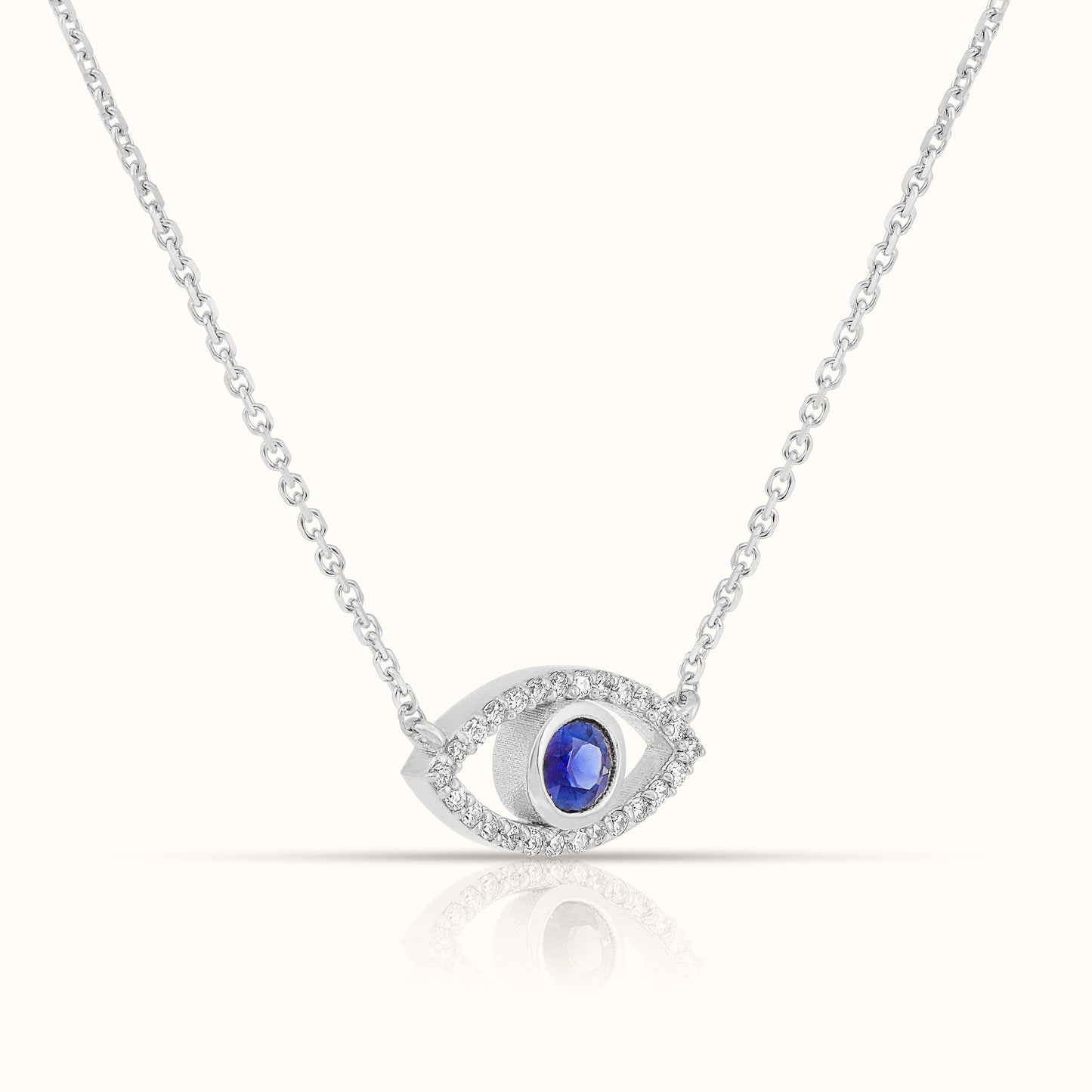 Blue Sapphire Evil Eye Pendant with Lab Grown Diamonds