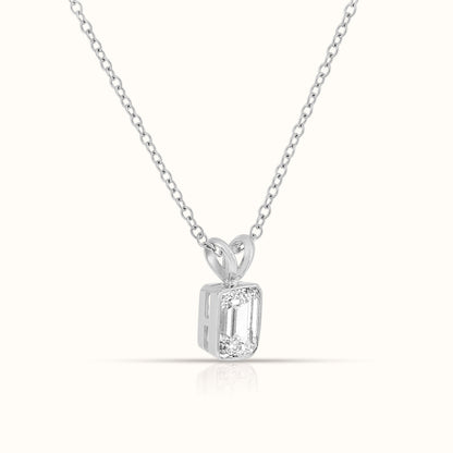 Bezel Set IGI Certified Lab Grown Diamond Emerald Cut Pendant Necklace