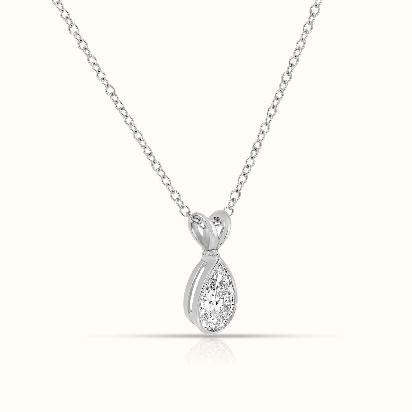 Bezel Set IGI Certified Lab Grown Diamond Pear Cut Pendant Necklace