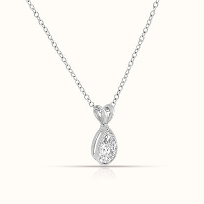 Bezel Set IGI Certified Lab Grown Diamond Pear Cut Pendant Necklace