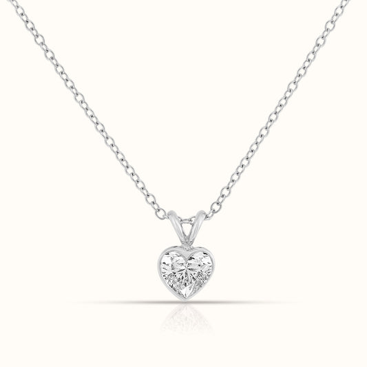 Bezel Set IGI Certified Lab Grown Diamond Heart Cut Pendant Necklace