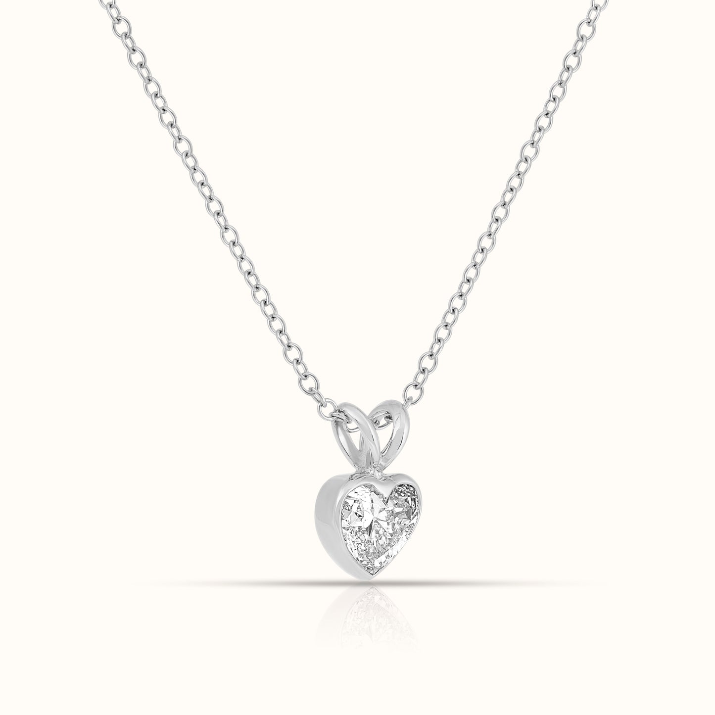 Bezel Set IGI Certified Lab Grown Diamond Heart Cut Pendant Necklace