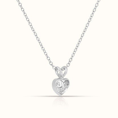 Bezel Set IGI Certified Lab Grown Diamond Heart Cut Pendant Necklace