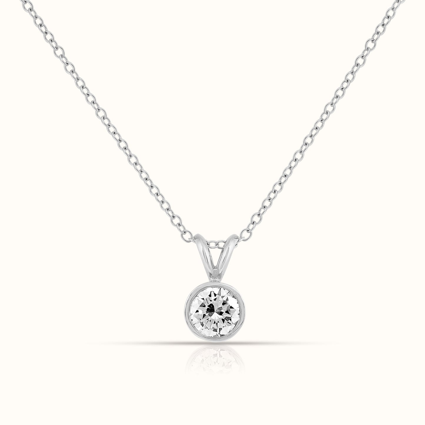 Bezel Set IGI Certified Lab Grown Diamond Round Cut Pendant Necklace