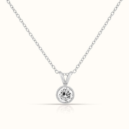 Bezel Set IGI Certified Lab Grown Diamond Round Cut Pendant Necklace