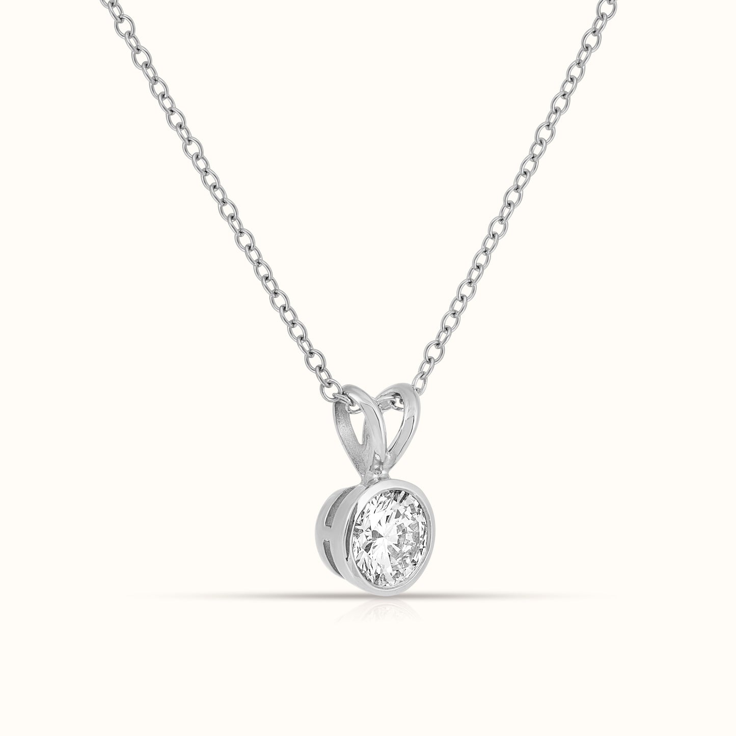 Bezel Set IGI Certified Lab Grown Diamond Round Cut Pendant Necklace