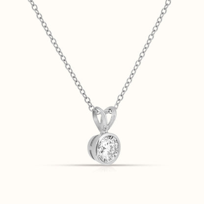 Bezel Set IGI Certified Lab Grown Diamond Round Cut Pendant Necklace