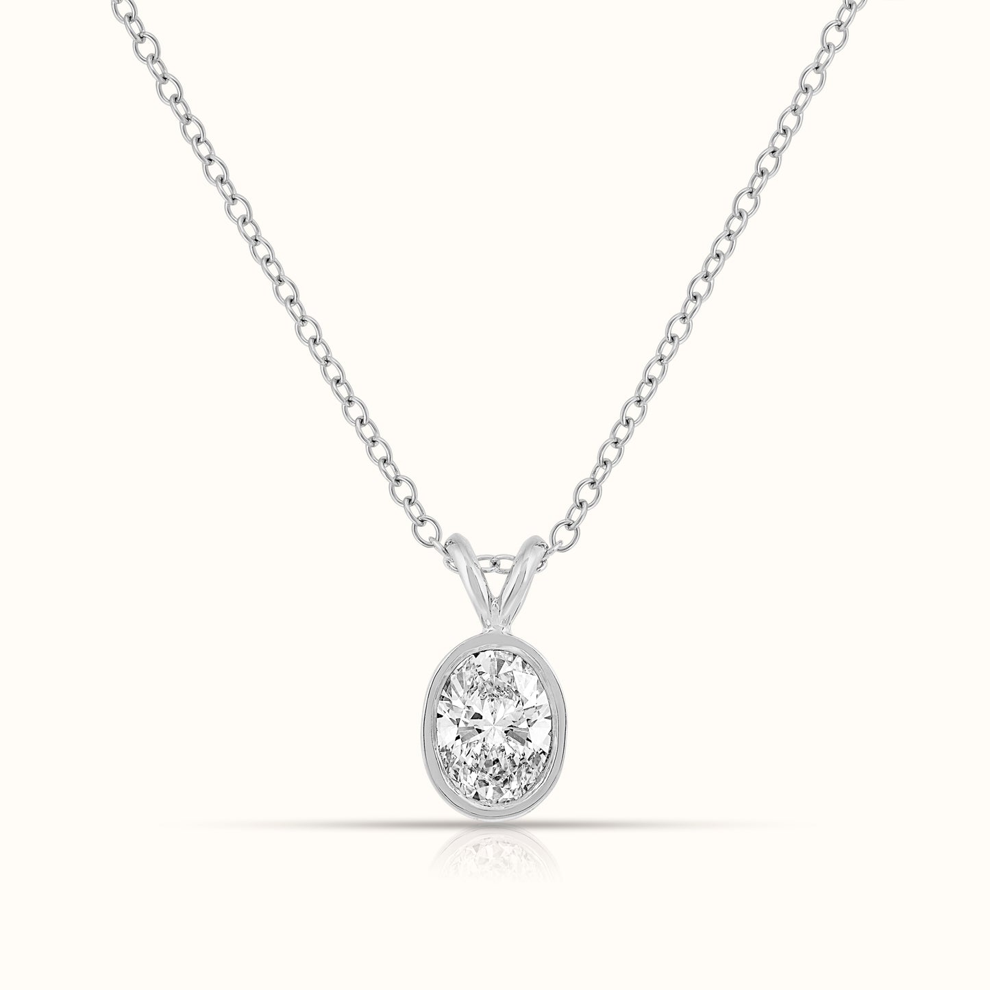 Bezel Set IGI Certified Lab Grown Diamond Oval Cut Pendant Necklace