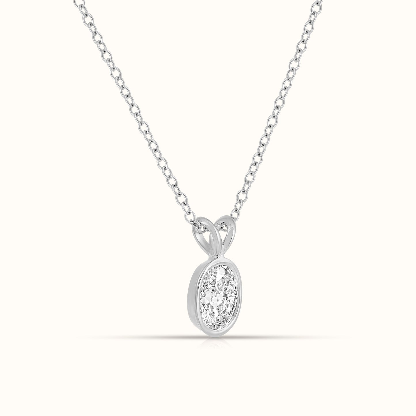 Bezel Set IGI Certified Lab Grown Diamond Oval Cut Pendant Necklace