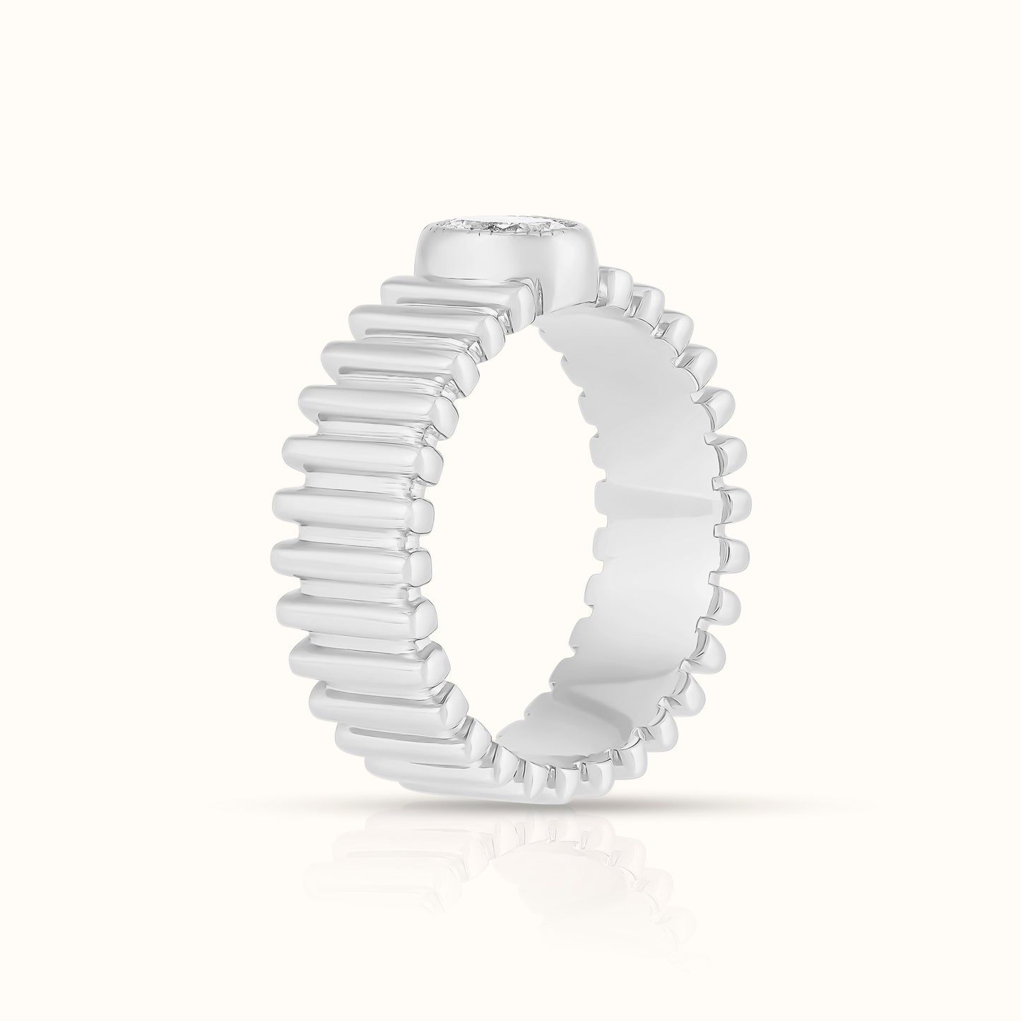 Fluted Band with Lab Grown Diamond Oval Ring