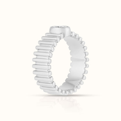 Fluted Band with Lab Grown Diamond Oval Ring