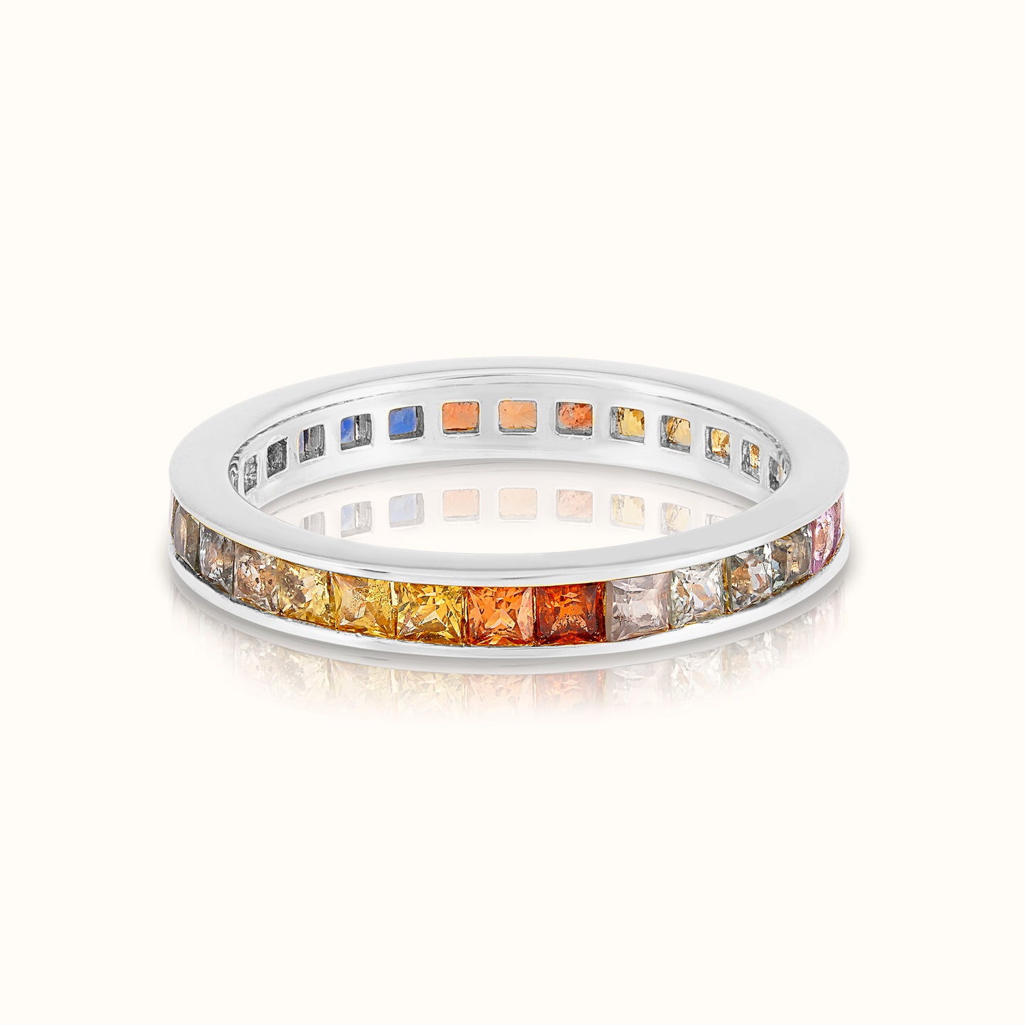 Rainbow Sapphire Channel Set Ring