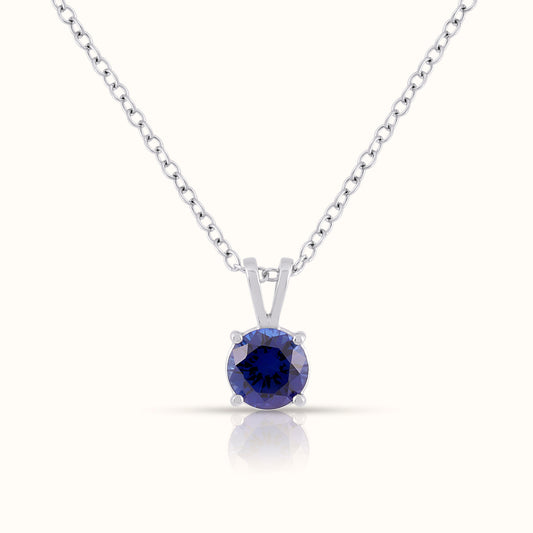 Lab Grown Blue Sapphire - September Birthstone Charm Pendant