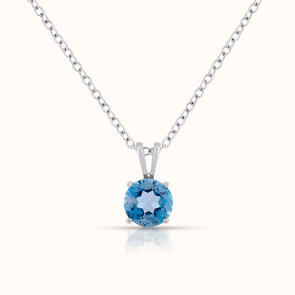 Natural London Blue Topaz - December Birthstone Charm Pendant