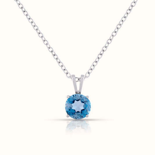 Natural London Blue Topaz - December Birthstone Charm Pendant