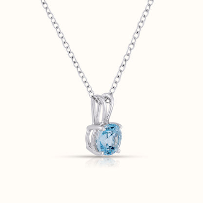 Natural Aquamarine - March Birthstone Charm Pendant