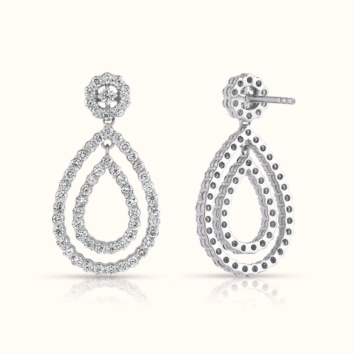 Pear Shaped Lab Grown Diamond Dangling Earrings