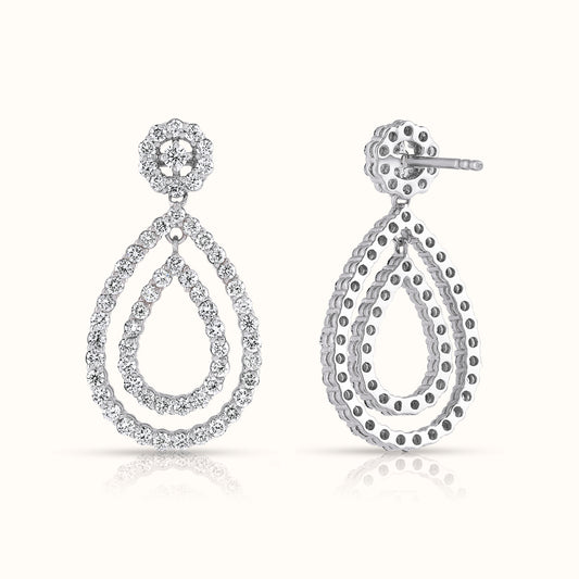 Pear Shaped Lab Grown Diamond Dangling Earrings