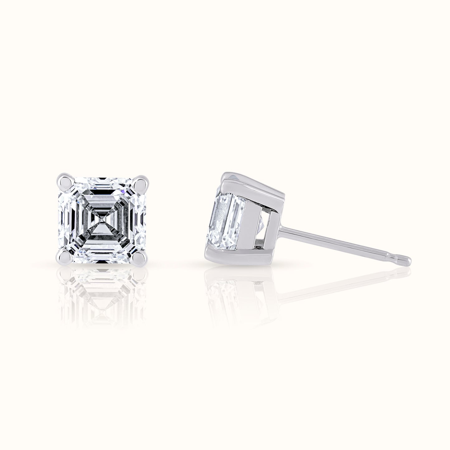 IGI Certified Asscher Cut Lab Grown Diamond Stud Earring