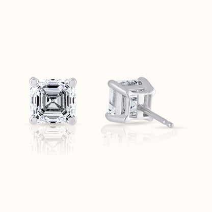 IGI Certified Asscher Cut Lab Grown Diamond Stud Earring