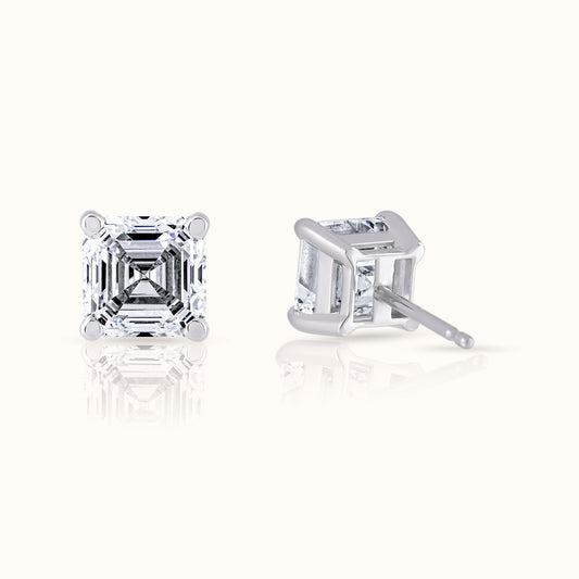IGI Certified Asscher Cut Lab Grown Diamond Stud Earring