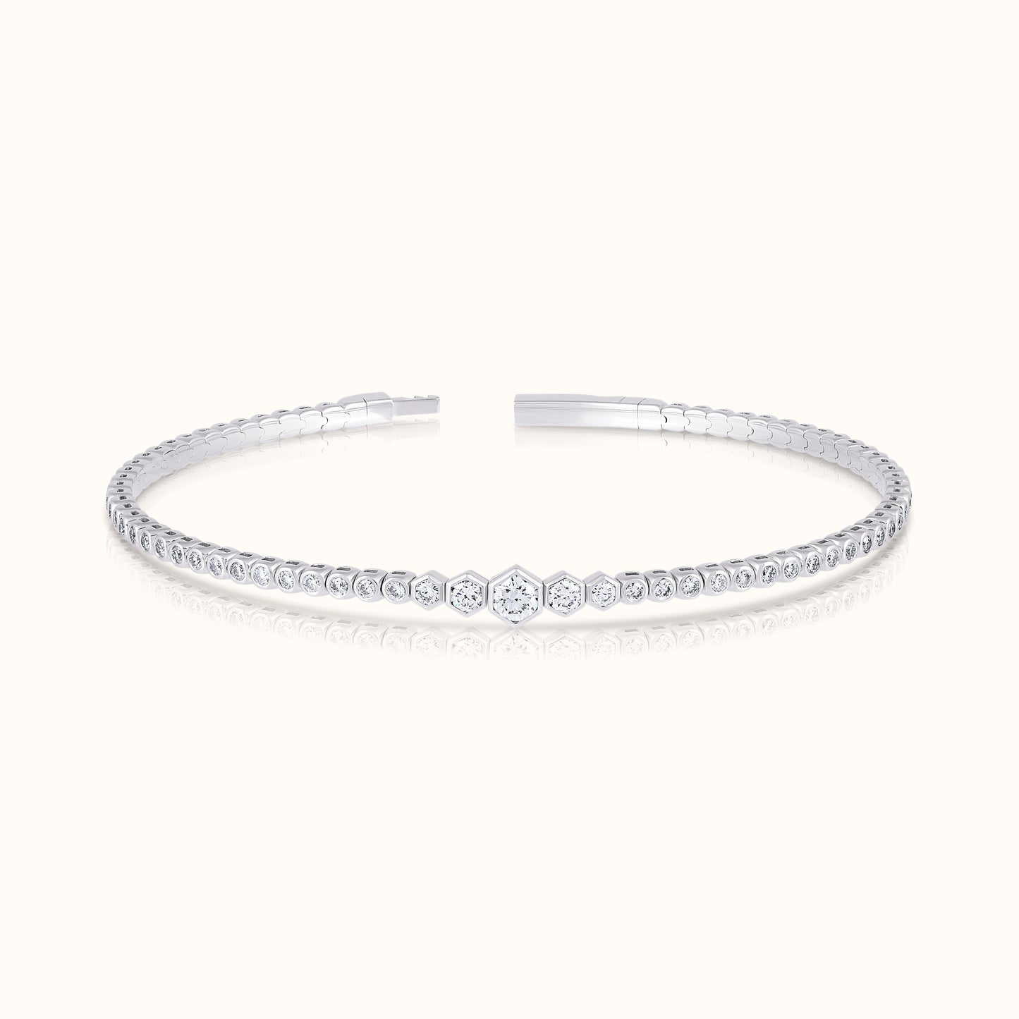 Lab Grown Diamond Pentagon Illusion Flexible Bangle